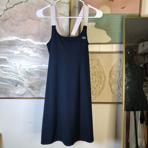 Lacoste Womens Cross Strap Sport Athletic Mini Dress Navy Blue & White Medium